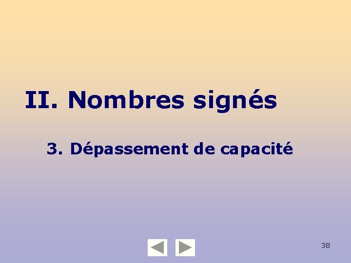 II. Nombres signés 3. Dépassement de capacité 38 