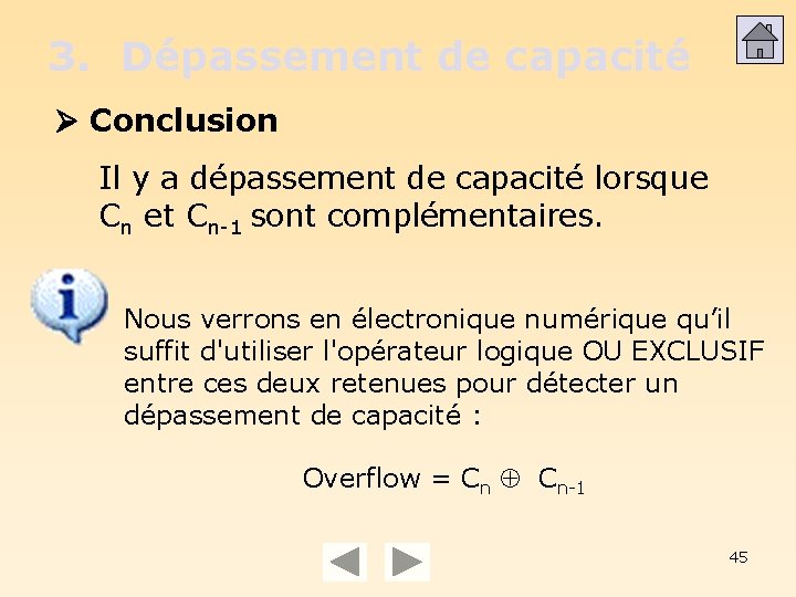 3. Dépassement de capacité Conclusion Il y a dépassement de capacité lorsque Cn et