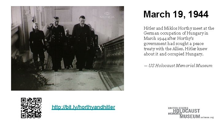 March 19, 1944 Hitler and Miklos Horthy meet at the German occupation of Hungary