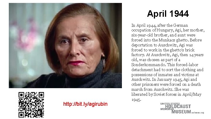 April 1944 http: //bit. ly/agirubin In April 1944, after the German occupation of Hungary,