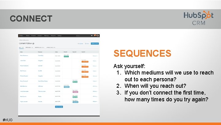 CONNECT SEQUENCES Ask yourself: 1. Which mediums will we use to reach out to