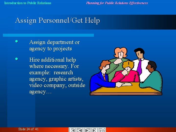 Introduction to Public Relations Planning for Public Relations Effectiveness Assign Personnel/Get Help • Assign