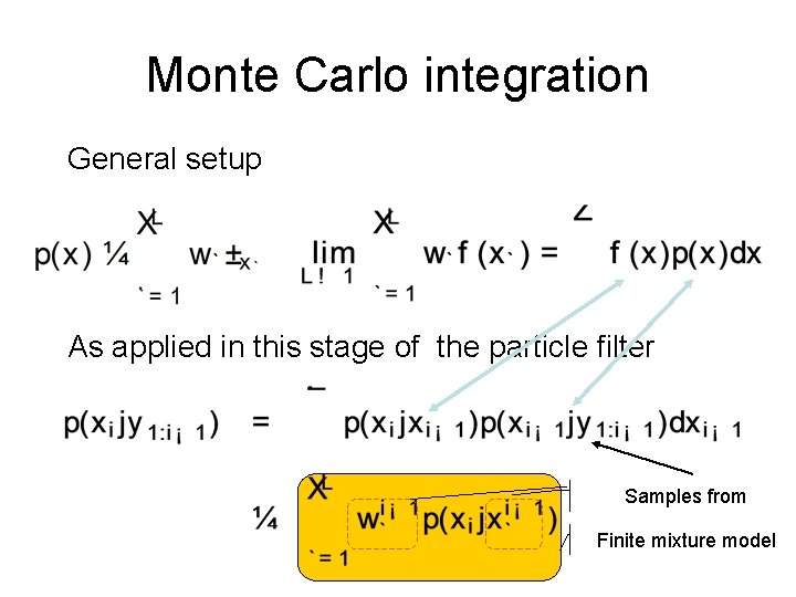 Monte Carlo integration General setup As applied in this stage of the particle filter