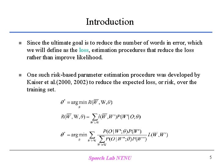 Introduction n Since the ultimate goal is to reduce the number of words in