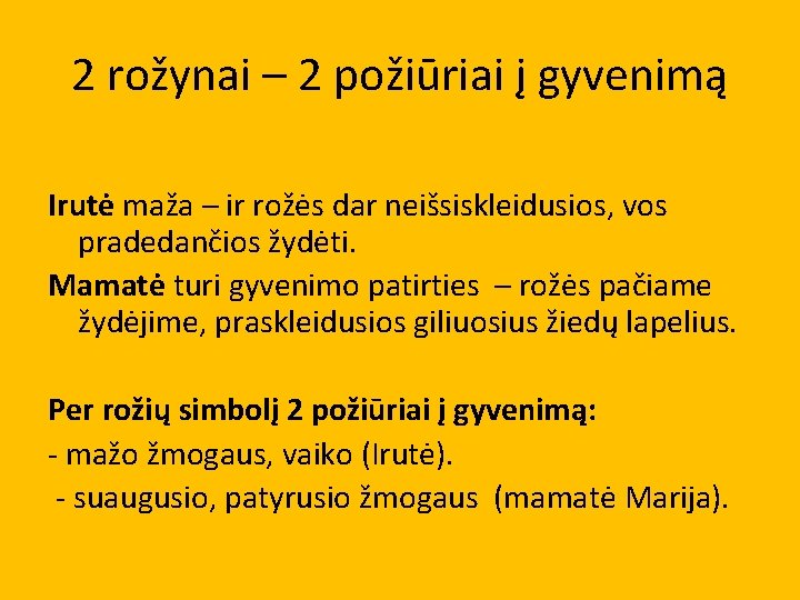 2 rožynai – 2 požiūriai į gyvenimą Irutė maža – ir rožės dar neišsiskleidusios,