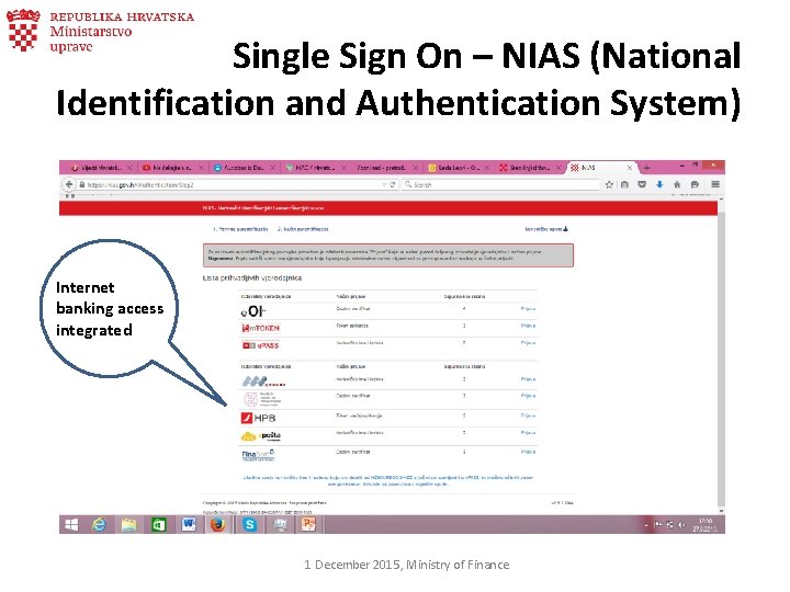 Single Sign On – NIAS (National Identification and Authentication System) Internet banking access integrated