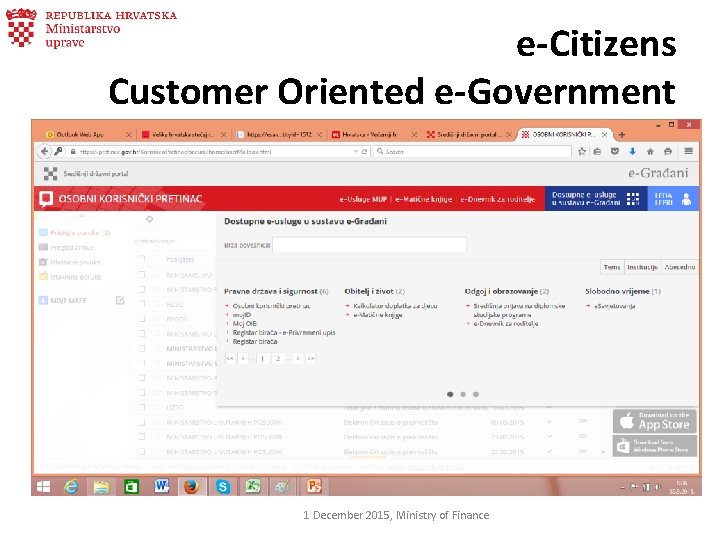 e-Citizens Customer Oriented e-Government 1 December 2015, Ministry of Finance 
