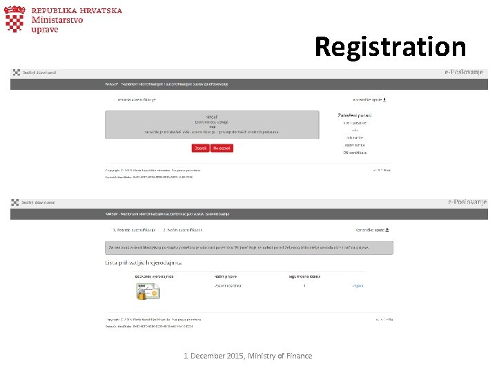 Registration 1 December 2015, Ministry of Finance 