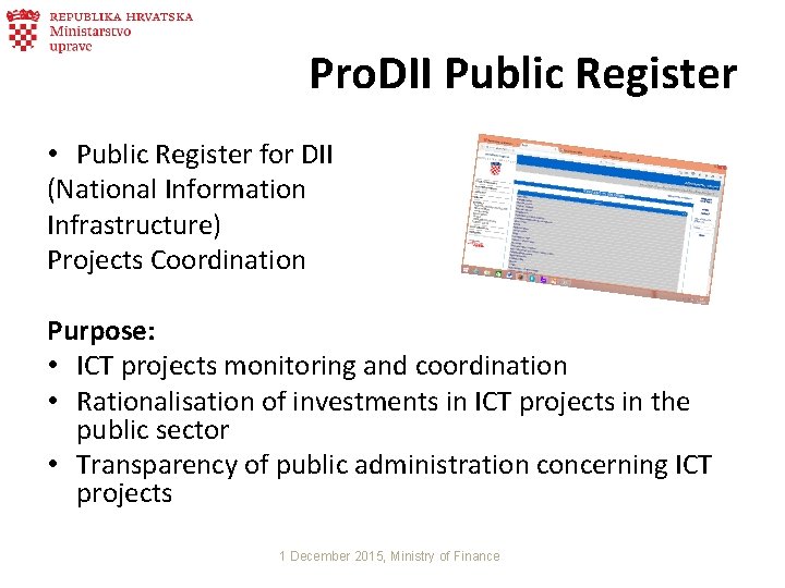 Pro. DII Public Register • Public Register for DII (National Information Infrastructure) Projects Coordination
