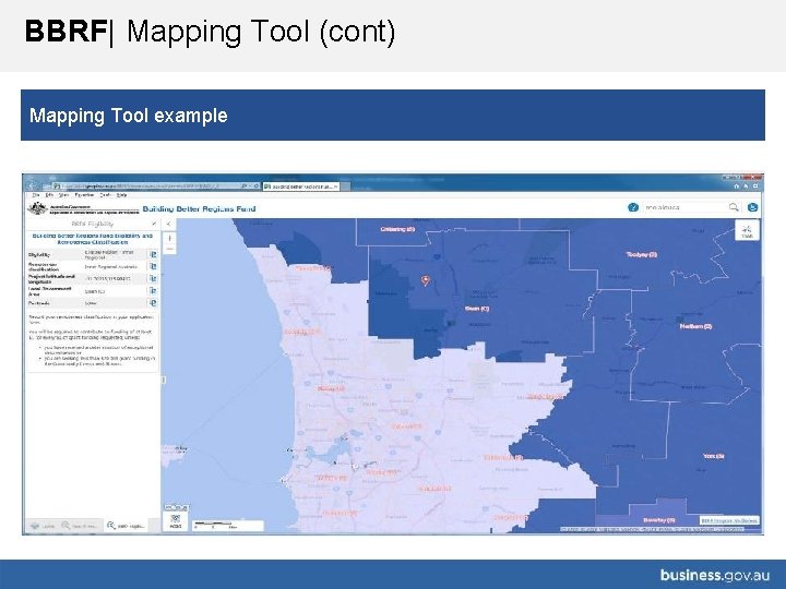 BBRF| Mapping Tool (cont) Mapping Tool example 