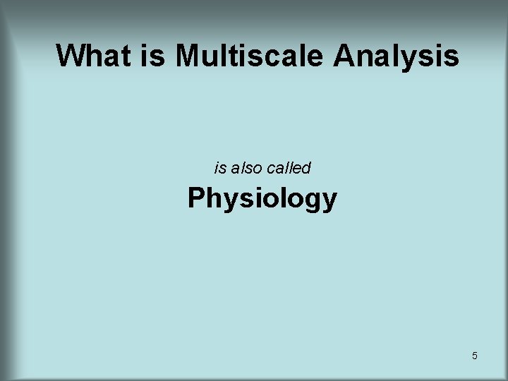 What is Multiscale Analysis is also called Physiology 5 