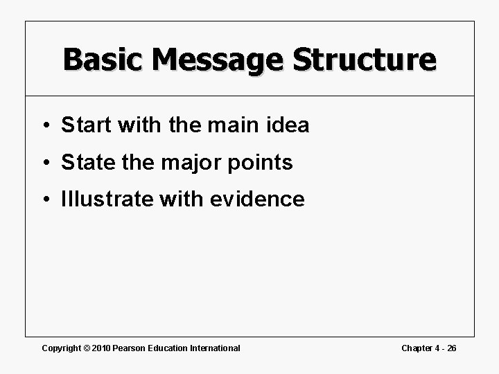 Basic Message Structure • Start with the main idea • State the major points