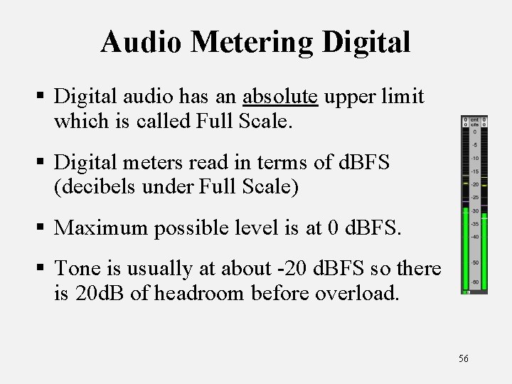 Audio Metering Digital § Digital audio has an absolute upper limit which is called