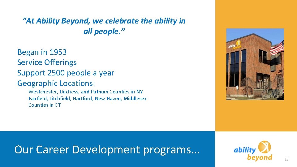 “At Ability Beyond, we celebrate the ability in all people. ” Began in 1953