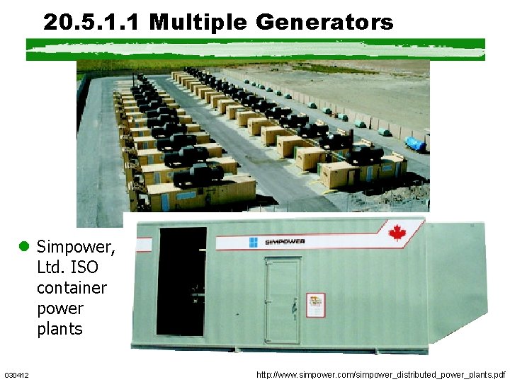 20. 5. 1. 1 Multiple Generators l Simpower, Ltd. ISO container power plants 030412