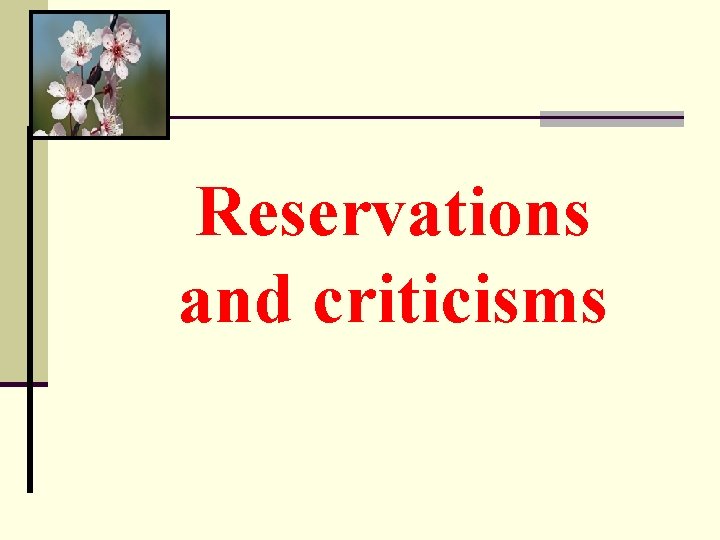 Reservations and criticisms 