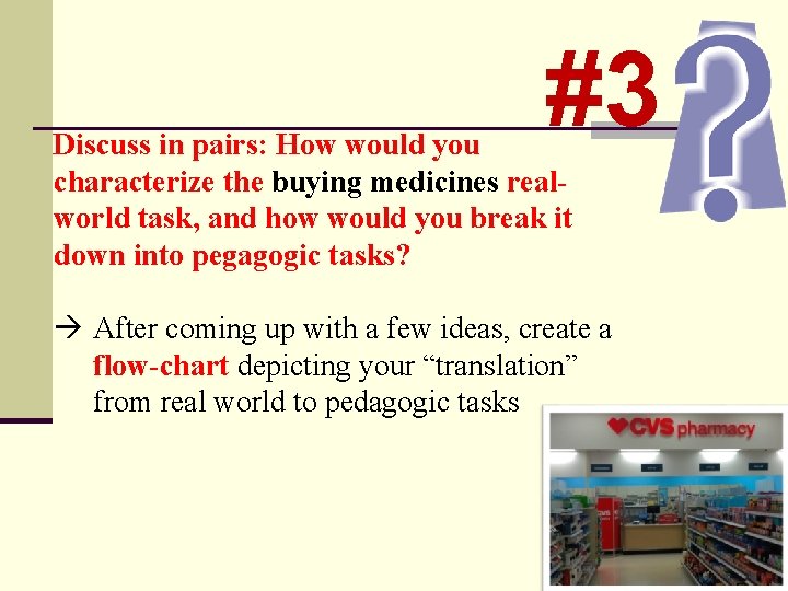 #3 Discuss in pairs: How would you characterize the buying medicines realworld task, and