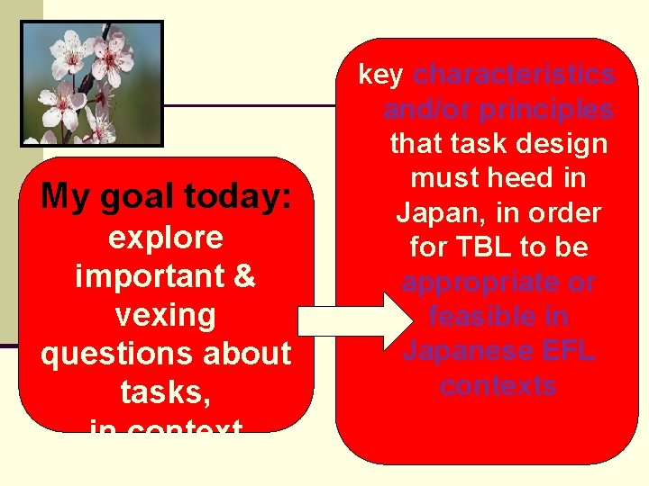 My goal today: explore important & vexing questions about tasks, in context key characteristics