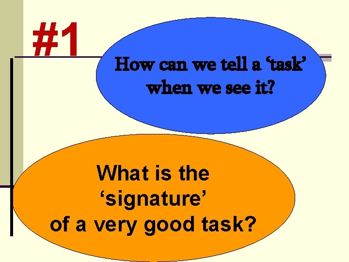 #1 How can we tell a ‘task’ when we see it? What is the