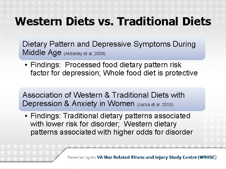 Western Diets vs. Traditional Diets Dietary Pattern and Depressive Symptoms During Middle Age (Akbaraly