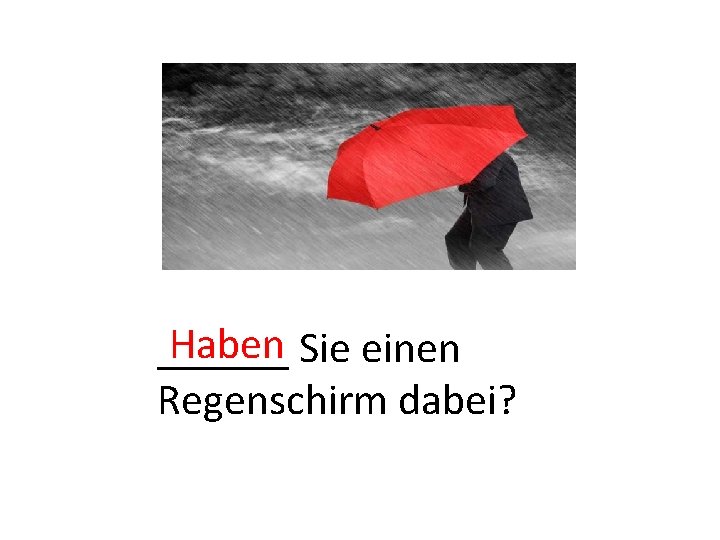 Haben Sie einen ______ Regenschirm dabei? 