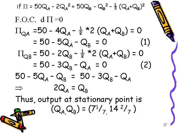 if = 50 QA – 2 QA 2 + 50 QB – QB 2