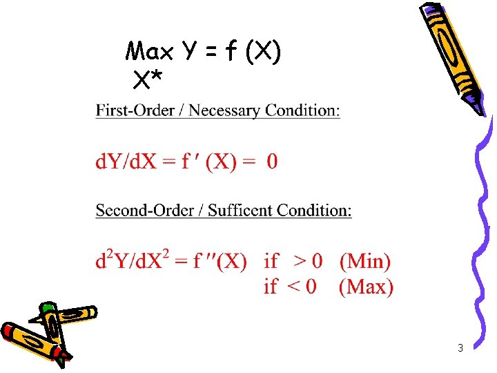 Max Y = f (X) X* 3 