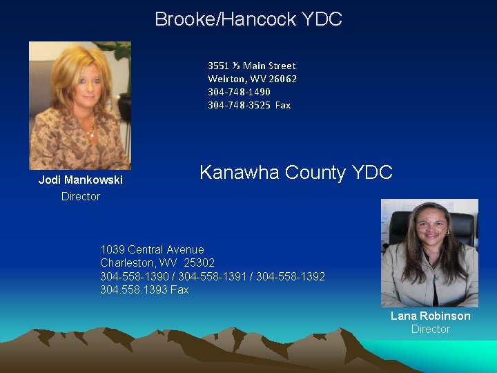 Brooke/Hancock YDC 3551 ½ Main Street Weirton, WV 26062 304 -748 -1490 304 -748