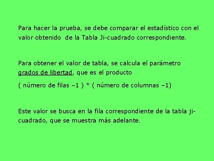 Para hacer la prueba, se debe comparar el estadístico con el valor obtenido de