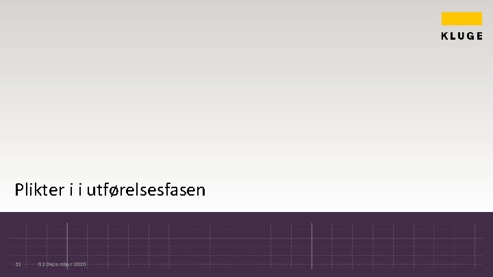 Plikter i i utførelsesfasen 32 02 December 2020 Plikter i i utførelsesfasen 32 02 December 2020