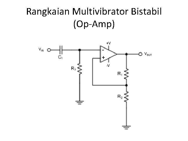 Rangkaian Multivibrator Bistabil (Op-Amp) VIN - +V VOUT + -V 