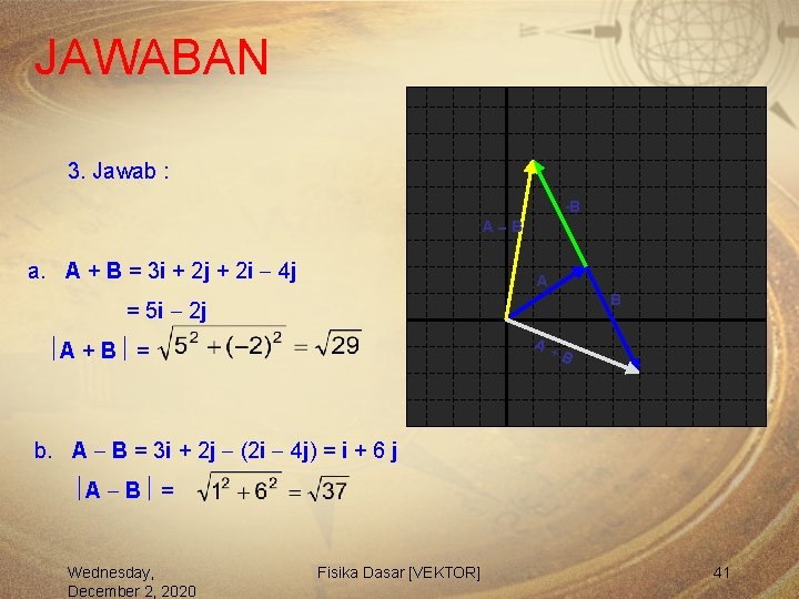 JAWABAN 3. Jawab : -B A B a. A + B = 3 i