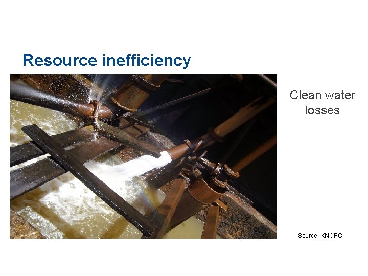 Resource inefficiency Clean water losses Source: KNCPC 