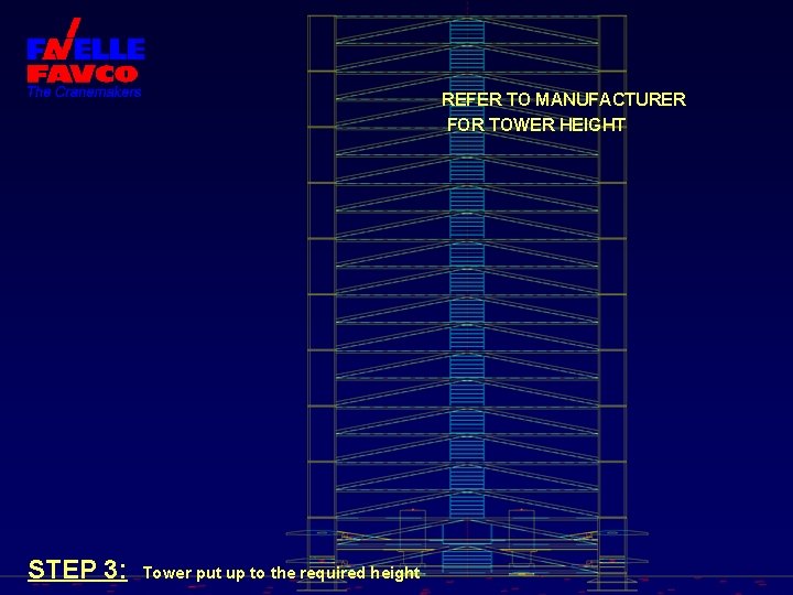 REFER TO MANUFACTURER FOR TOWER HEIGHT STEP 3: Tower put up to the required