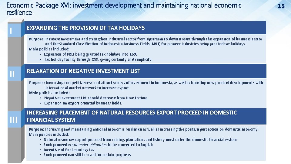 Economic Package XVI: investment development and maintaining national economic resilience I EXPANDING THE PROVISION