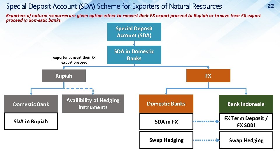 Special Deposit Account (SDA) Scheme for Exporters of Natural Resources 22 Exporters of natural