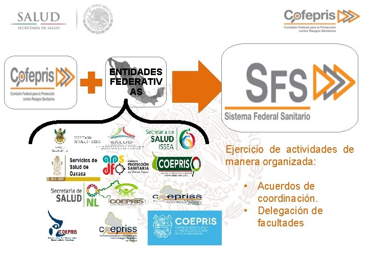 ENTIDADES FEDERATIV AS Ejercicio de actividades de manera organizada: • Acuerdos de coordinación. •