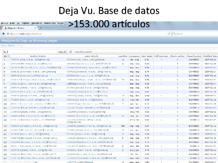 Deja Vu. Base de datos >153. 000 artículos 