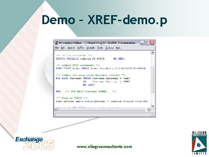 Demo – XREF-demo. p www. allegroconsultants. com 