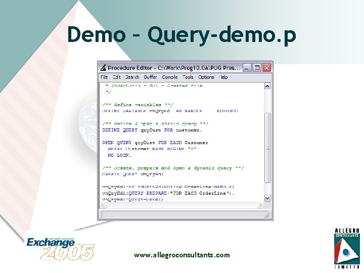 Demo – Query-demo. p www. allegroconsultants. com 