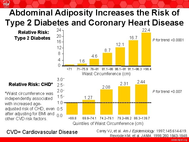 Abdominal Adiposity Increases the Risk of Type 2 Diabetes and Coronary Heart Disease Relative