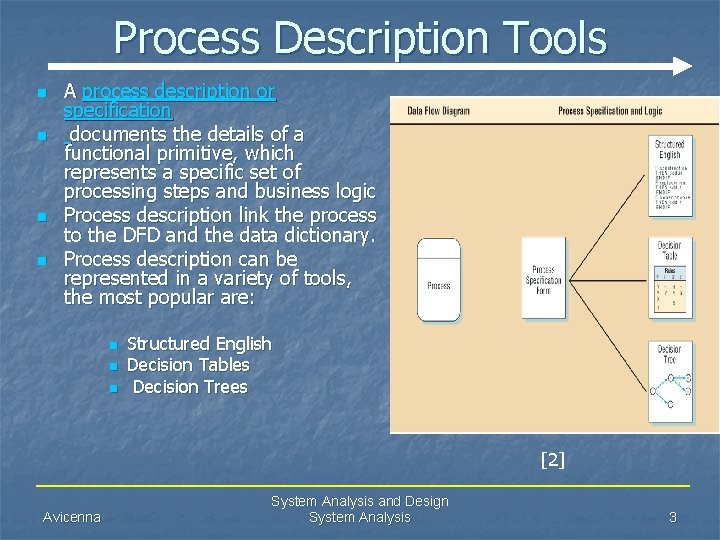 Process Description Tools n n A process description or specification documents the details of