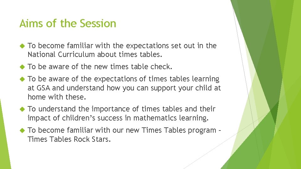 Aims of the Session To become familiar with the expectations set out in the