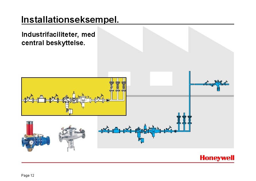 Installationseksempel. Industrifaciliteter, med central beskyttelse. Page 12 