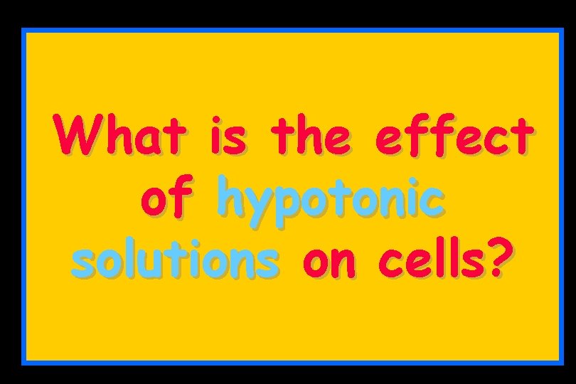 What is the effect of hypotonic solutions on cells? 