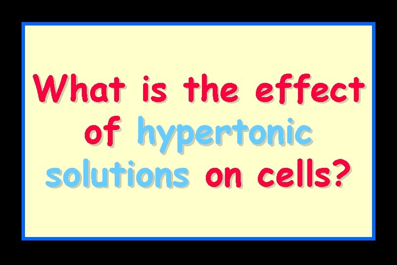 What is the effect of hypertonic solutions on cells? 