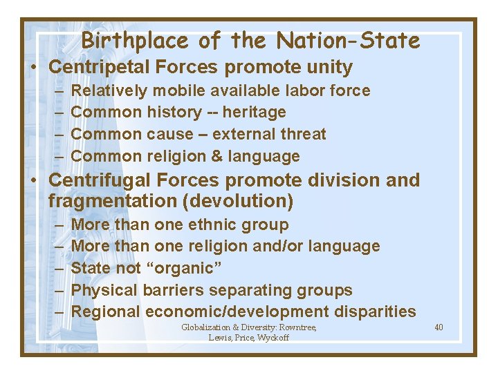 Birthplace of the Nation-State • Centripetal Forces promote unity – – Relatively mobile available Birthplace of the Nation-State • Centripetal Forces promote unity – – Relatively mobile available