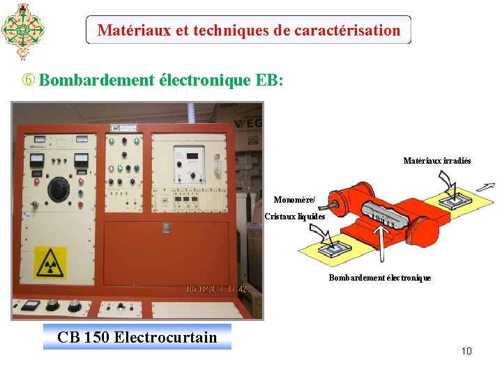 Matériaux et techniques de caractérisation Bombardement électronique EB: Matériaux irradiés Monomère/ Cristaux liquides Bombardement