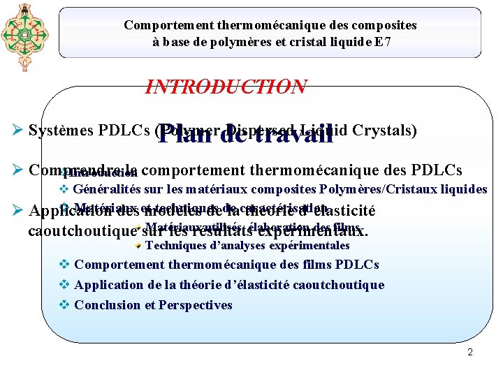 Comportement thermomécanique des composites à base de polymères et cristal liquide E 7 INTRODUCTION