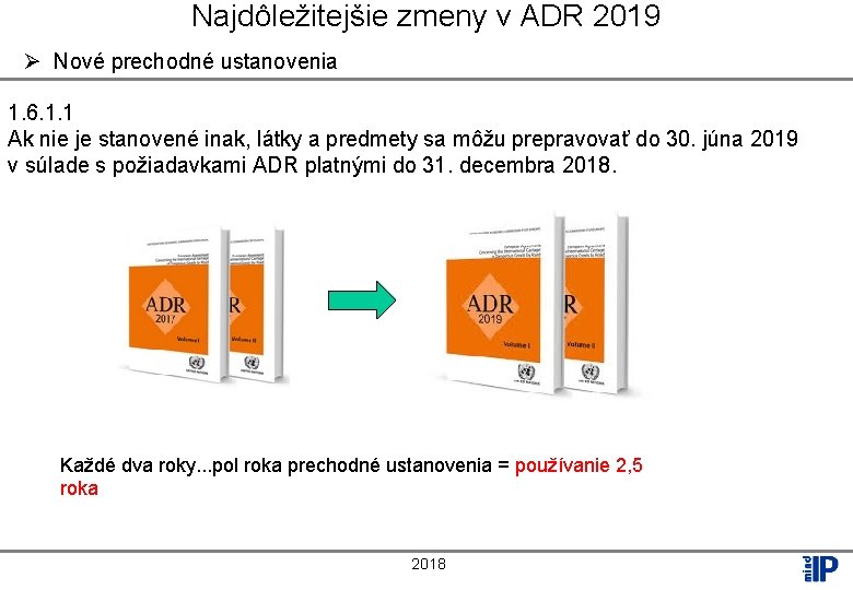 Najdôležitejšie zmeny v ADR 2019 Ø Nové prechodné ustanovenia 1. 6. 1. 1 Ak